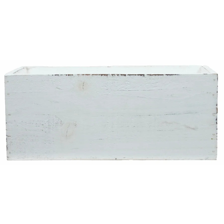 Large Wooden Container with Liner (Distressed White)