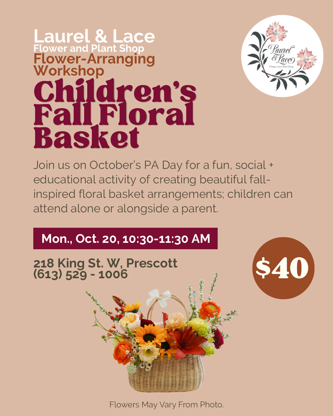 Children’s Fall Basket Flower-Arranging Workshop