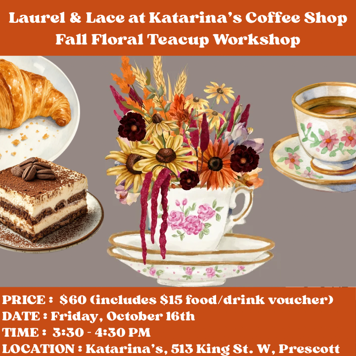 ‘Plein Air’ Fall Floral Teacup Flower-Arranging Workshop AT KATARINA’S