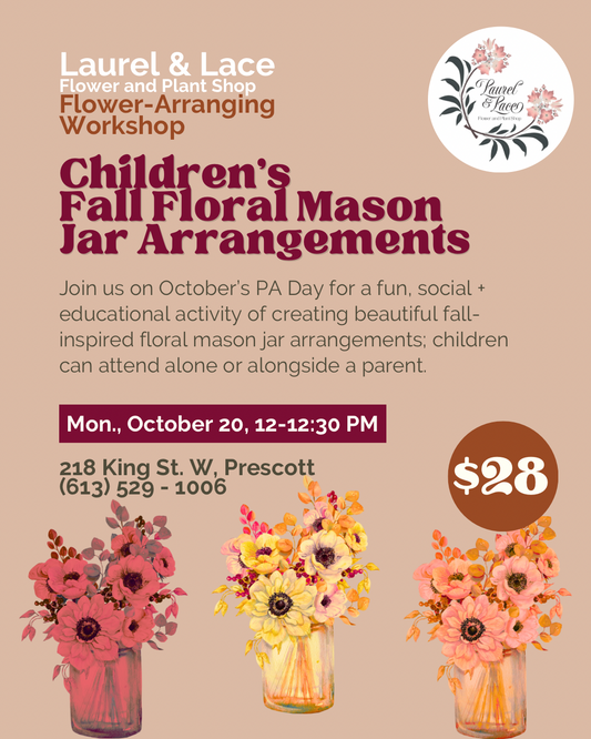 Children’s Fall Floral Jar Arrangement Workshop