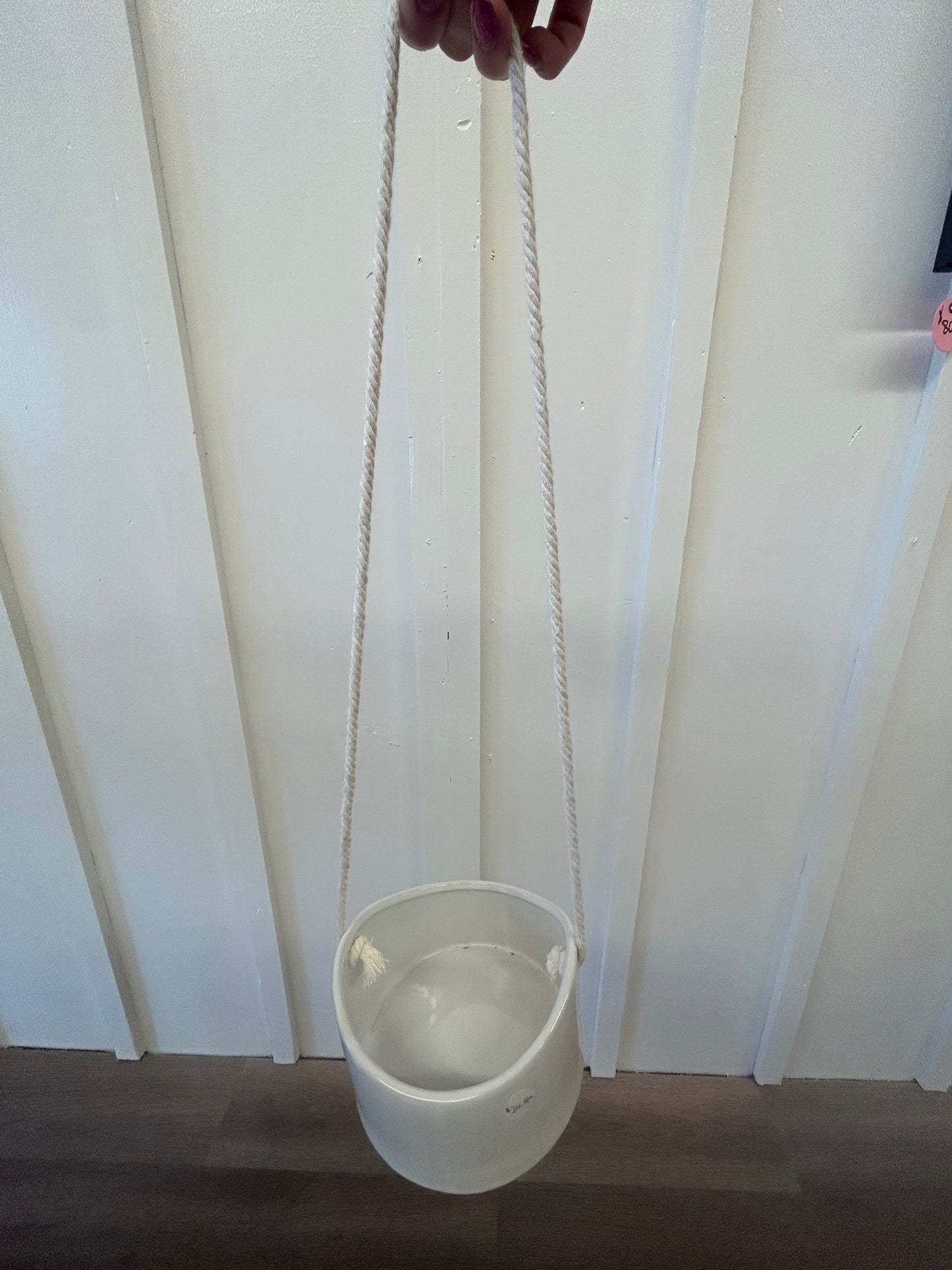 White Ceramic Hanging Planter