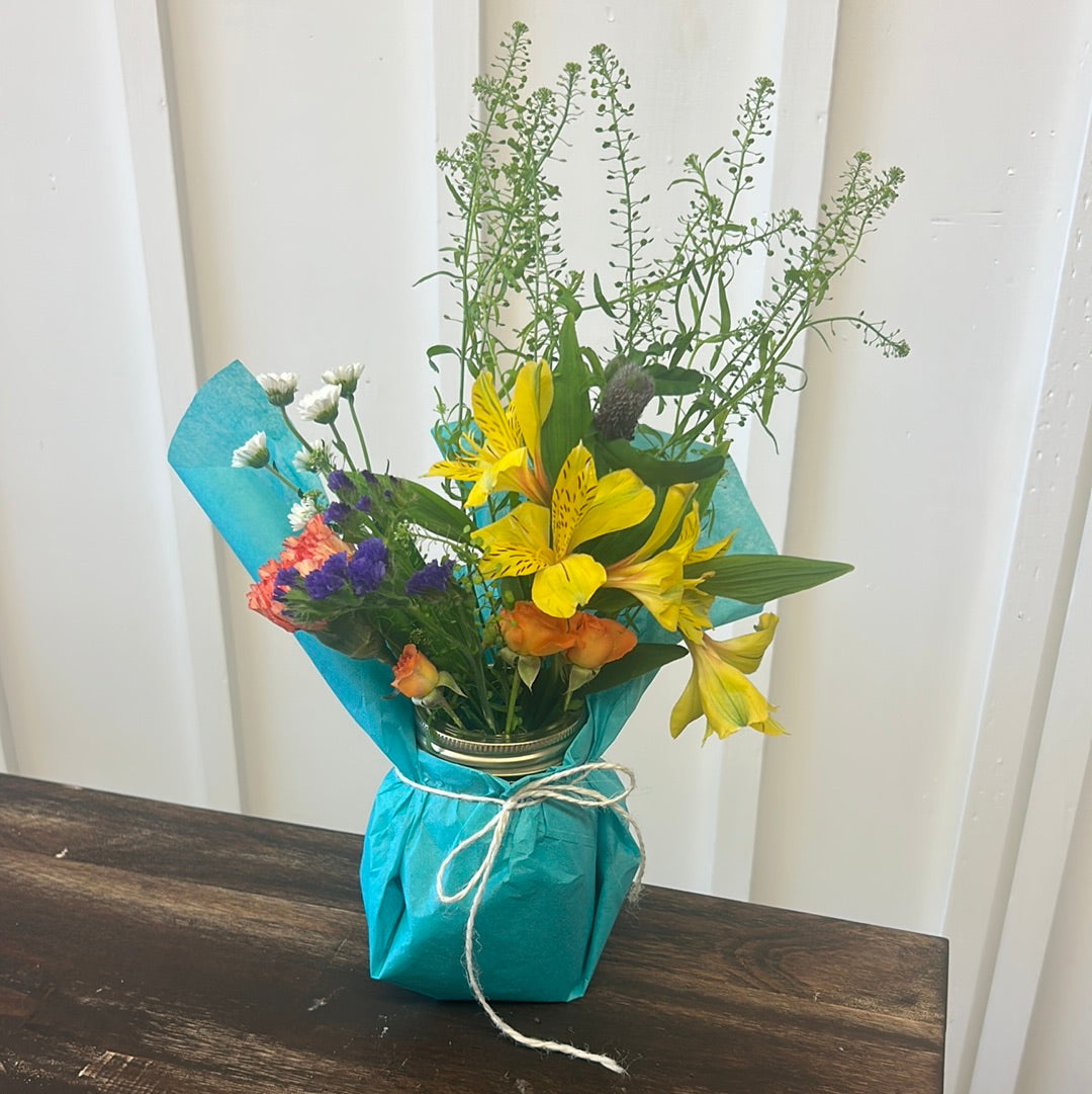 The Small Floral Mason Jar
