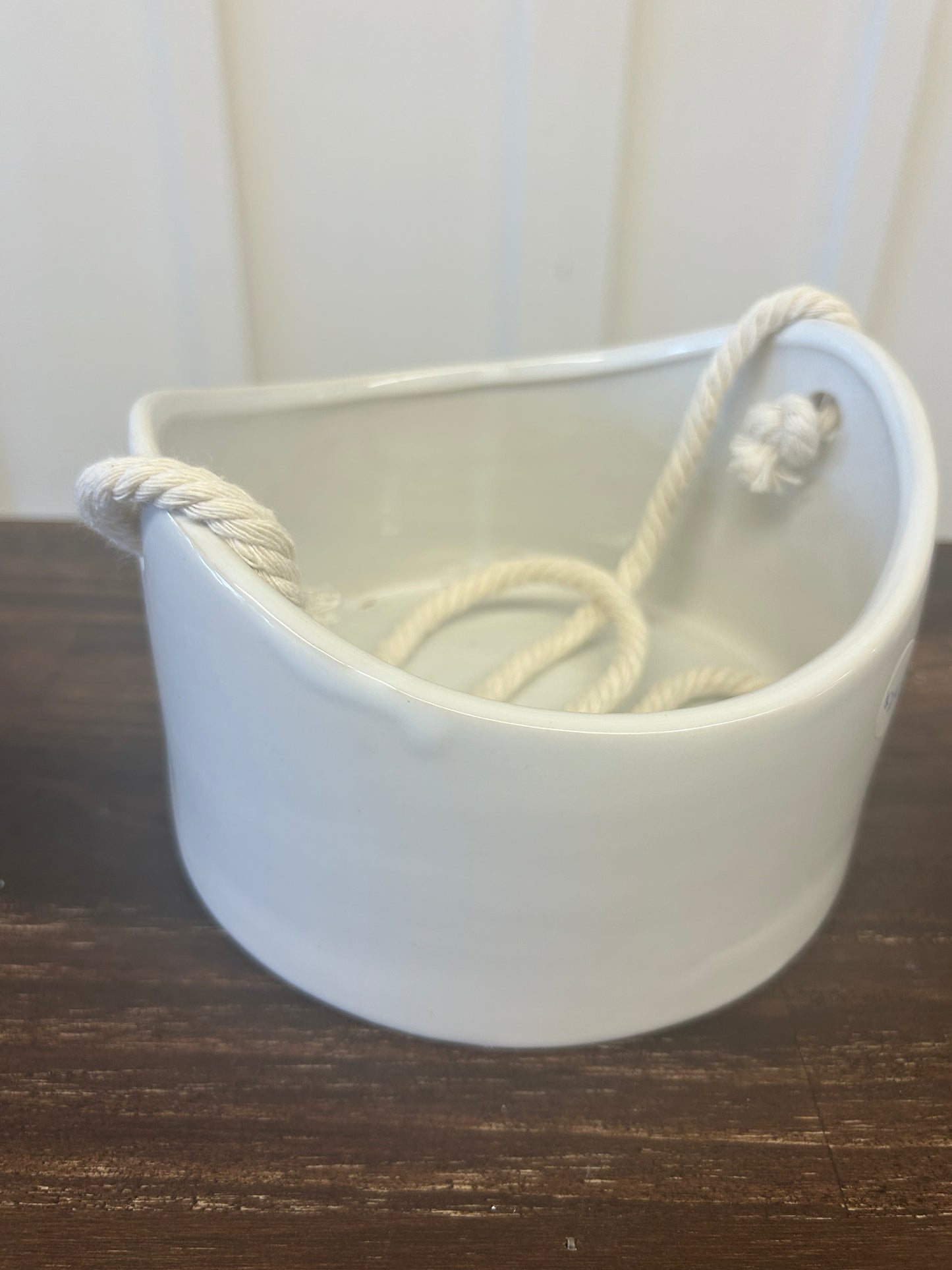 White Ceramic Hanging Planter