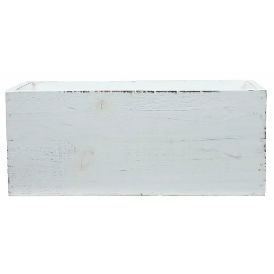 Large Wooden Container with Liner (Distressed White)