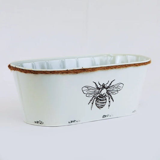 Large White Metal Bee Container with Liner
