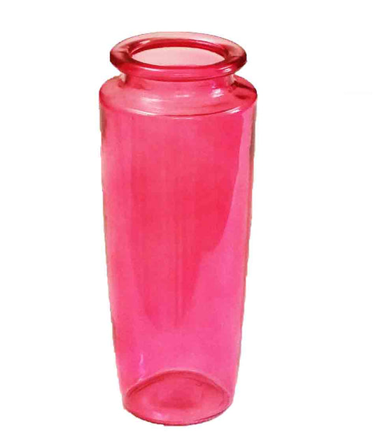 Pink Cylindrical Glass Vase, 8.75"; Pink