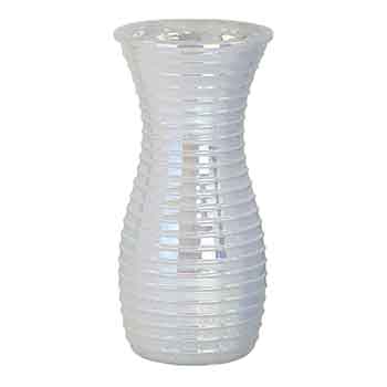 Iridescent Glass Line Design Vase. 7.75"