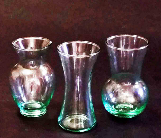 Mini Trio Vases, 5"; Green Tint