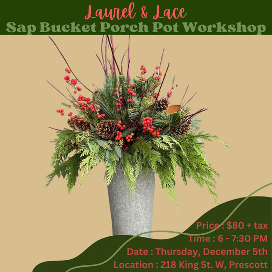 Winter Sap Bucket ‘Porch Pot Arrangement’ Workshop a